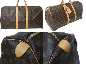 極美品 LOUIS VUITTON ルイヴィトン キーポル55 ボストンバッグ M41424 モノグラム PVC レザー ブラウン 中古 4c073551