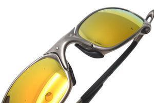 OAKLEY オークリー サングラス ジュリエット ミラーレンズ 金属フレーム ゴム イエロー グリーン シルバー 美品 中古 4c073568