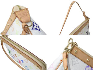極美品 LOUIS VUITTON ルイヴィトン モノグラム マルチカラー ポシェット アクセソワール アクセサリーポーチ M92649 村上隆 ホワイト 中古 4c073570