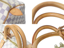 Load image into Gallery viewer, LOUIS VUITTON ルイヴィトン キーポル50 ボストンバッグ N41430 ダミエアズールキャンバス ヌメ革 ホワイト 美品 中古 4c073574