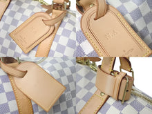 Load image into Gallery viewer, LOUIS VUITTON ルイヴィトン キーポル50 ボストンバッグ N41430 ダミエアズールキャンバス ヌメ革 ホワイト 美品 中古 4c073574