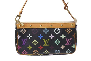 LOUIS VUITTON ルイヴィトン ポシェット アクセソワール アクセサリーポーチ M92648 モノグラムマルチ 村上隆 ブラック 美品 中古 4c073577