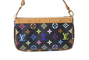 LOUIS VUITTON ルイヴィトン ポシェット アクセソワール アクセサリーポーチ M92648 モノグラムマルチ 村上隆 ブラック 美品 中古 4c073577