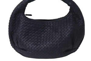 BOTTEGA VENETA ボッテガヴェネタ イントレチャート ホーボー ショルダーバッグ B00428421D レザー ネイビー 美品 中古 4c073580