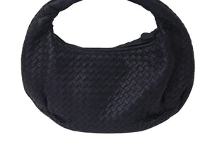 BOTTEGA VENETA ボッテガヴェネタ イントレチャート ホーボー ショルダーバッグ B00428421D レザー ネイビー 美品 中古 4c073580