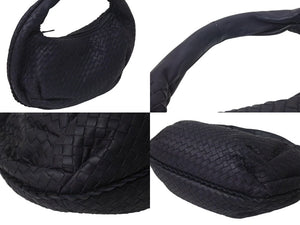 BOTTEGA VENETA ボッテガヴェネタ イントレチャート ホーボー ショルダーバッグ B00428421D レザー ネイビー 美品 中古 4c073580