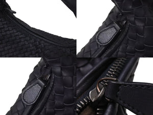 BOTTEGA VENETA ボッテガヴェネタ イントレチャート ホーボー ショルダーバッグ B00428421D レザー ネイビー 美品 中古 4c073580
