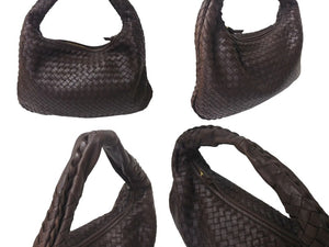 BOTTEGA VENETA ボッテガヴェネタ イントレチャート ホーボー ワンショルダーバッグ レザー ブラウン ゴールド金具 115653 美品 中古 4c073582