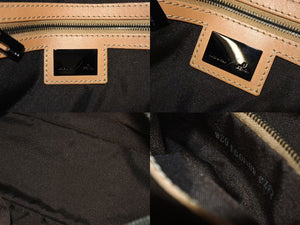 FENDI フェンディ ハンドバッグ ズッキーノ キャンバス レザー ベージュ ブラウン ブラック金具 8BN004 美品 中古 4c073590 