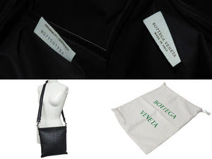 極美品 BOTTEGA VENETA ボッテガヴェネタ イントレチャート ショルダーバッグ ブラック 276356 レザー ブラック金具 中古 4c073591