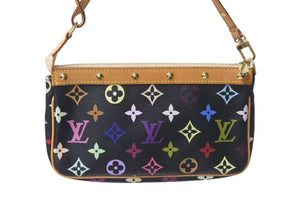 LOUIS VUITTON ルイヴィトン ポシェット アクセソワール アクセサリーポーチ M92648 モノグラムマルチ 村上隆 ブラック 美品 中古 4c073592