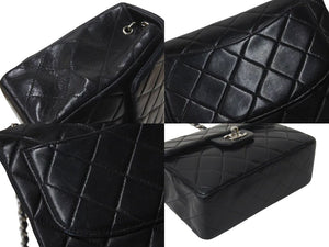 極美品 CHANEL シャネル 新型 ミニマトラッセ ブラック 黒 シルバーラムスキン ショルダーバッグ 17cm 6番台 中古 4c073594