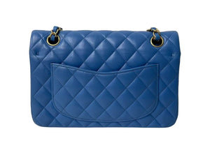 極美品 CHANEL シャネル マトラッセ23 Wフラップ チェーン ショルダーバッグ ラムスキン27番台 ブルー ゴールド金具 中古 4c073604