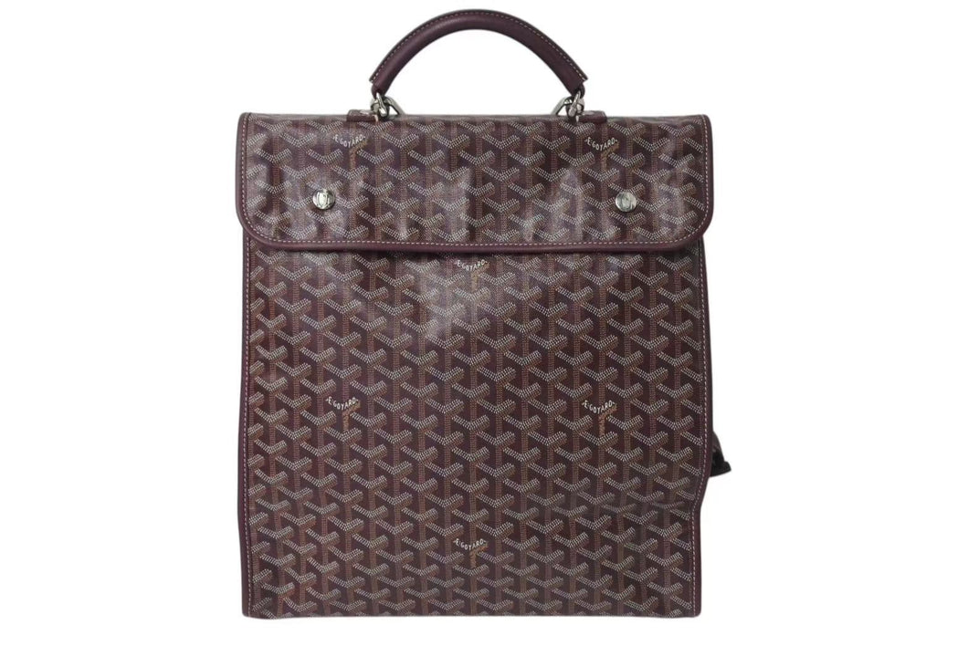 極美品 GOYARD ゴヤール サンレジェ バックパック ゴヤールディンキャンバス シュヴロッシュカーフスキン バーガンディ シルバー金具 STLEGEMMLTY33CG33P SUT120190 中古 4c073607