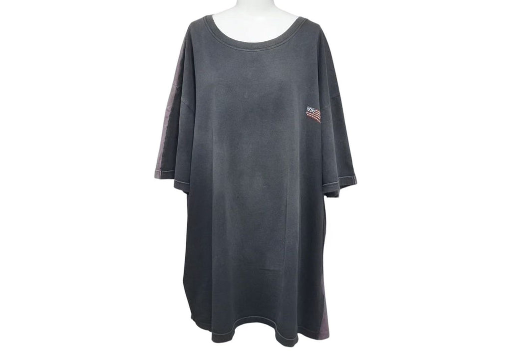 KAPITAL KOUNTRY キャピタル カントリー ボーン プリント 天竺 ビッグTシャツ 2TONE グレー パープル サイズF 美品 中古 4c073608 