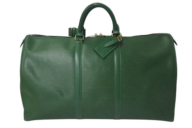 LOUIS VUITTON ルイヴィトン キーポル50 ボストンバッグ M42964 ボルネオグリーン エピレザー ゴールド金具 美品 中古 4c073610
