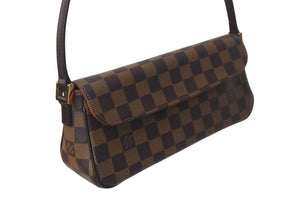 極美品 LOUIS VUITTON ルイヴィトン ハンドバッグ レコレータ ダミエ N51299 PVC レザー ブラウン ゴールド金具 中古 4c073614