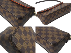 極美品 LOUIS VUITTON ルイヴィトン ハンドバッグ レコレータ ダミエ N51299 PVC レザー ブラウン ゴールド金具 中古 4c073614