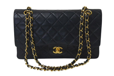 CHANEL シャネル マトラッセ25 Wフラップ Wチェーンショルダーバッグ 2番台 ラムスキン ココマーク ブラック ゴールド金具 美品 中古 4c073620