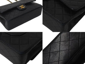 CHANEL シャネル マトラッセ25 Wフラップ Wチェーンショルダーバッグ 2番台 ラムスキン ココマーク ブラック ゴールド金具 美品 中古 4c073620