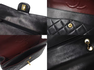 CHANEL シャネル マトラッセ25 Wフラップ Wチェーンショルダーバッグ 2番台 ラムスキン ココマーク ブラック ゴールド金具 美品 中古 4c073620