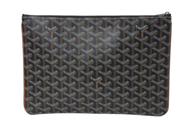 新品同様 GOYARD ゴヤール セナMM クラッチバッグ SENAT2MMLTY01CL03P ブラック ブラウン PVC レザー 中古 4c073624