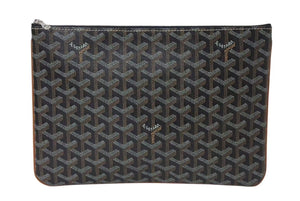 新品同様 GOYARD ゴヤール セナMM クラッチバッグ SENAT2MMLTY01CL03P ブラック ブラウン PVC レザー 中古 4c073624