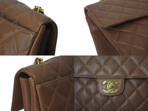 CHANEL シャネル デカマトラッセ ショルダーバッグ ココマーク キャビアスキン ブラウン ゴールド金具 美品 中古 4c073626