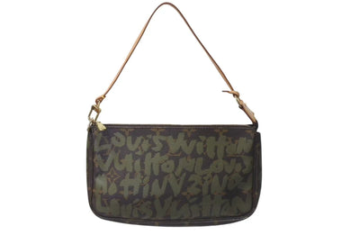 LOUIS VUITTON ルイヴィトン ポシェットアクセソワールモノグラムグラフィティ M92191 ハンドバッグ カーキ 美品 中古 4c073629