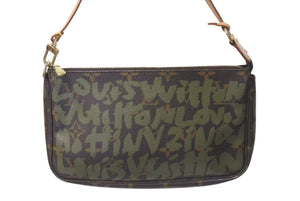 LOUIS VUITTON ルイヴィトン ポシェットアクセソワールモノグラムグラフィティ M92191 ハンドバッグ カーキ 美品 中古 4c073629