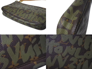 LOUIS VUITTON ルイヴィトン ポシェットアクセソワールモノグラムグラフィティ M92191 ハンドバッグ カーキ 美品 中古 4c073629