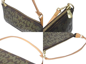 LOUIS VUITTON ルイヴィトン ポシェットアクセソワールモノグラムグラフィティ M92191 ハンドバッグ カーキ 美品 中古 4c073629