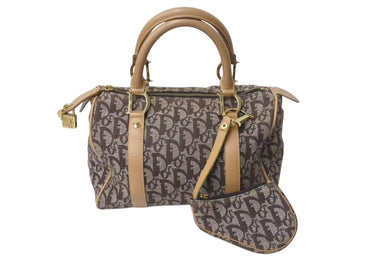 Christian Dior クリスチャンディオール トロッター ミニ ハンドバッグ ブラウン キャンバス レザー ロゴ ゴールド金具 良品 中古 4c073636