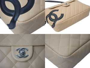 CHANEL シャネル ワンショルダーバッグ 9番台 カンボンライン ラムスキン ココマーク ベージュ シルバー金具 美品 中古 4c073638
