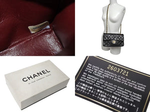 CHANEL シャネル マトラッセ23 Wフラップ チェーンショルダーバッグ ラムスキン 2番台 ブラック ゴールド金具 美品 中古 4c073639