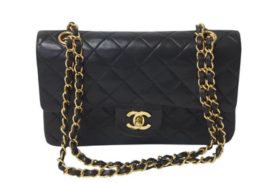 CHANEL シャネル マトラッセ23 Wフラップ チェーンショルダーバッグ ラムスキン 2番台 ブラック ゴールド金具 美品 中古 4c073639