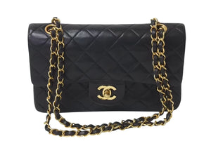 CHANEL シャネル マトラッセ23 Wフラップ チェーンショルダーバッグ ラムスキン 2番台 ブラック ゴールド金具 美品 中古 4c073639