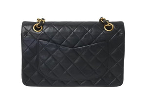 CHANEL シャネル マトラッセ23 Wフラップ チェーンショルダーバッグ ラムスキン 2番台 ブラック ゴールド金具 美品 中古 4c073639