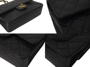 CHANEL シャネル マトラッセ23 Wフラップ チェーンショルダーバッグ ラムスキン 2番台 ブラック ゴールド金具 美品 中古 4c073639