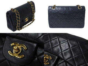 CHANEL シャネル マトラッセ23 Wフラップ チェーン ショルダーバッグ ラムスキン 2番台 ブラック ゴールド金具 美品 中古 4c073641
