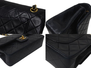 CHANEL シャネル マトラッセ23 Wフラップ チェーン ショルダーバッグ ラムスキン 2番台 ブラック ゴールド金具 美品 中古 4c073641