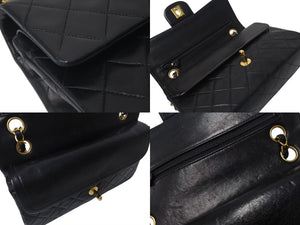 CHANEL シャネル マトラッセ23 Wフラップ チェーン ショルダーバッグ ラムスキン 2番台 ブラック ゴールド金具 美品 中古 4c073641