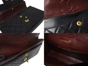 CHANEL シャネル マトラッセ23 Wフラップ チェーン ショルダーバッグ ラムスキン 2番台 ブラック ゴールド金具 美品 中古 4c073641