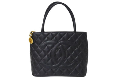 CHANEL シャネル 1804 復刻トートバッグ ハンドバッグ 7番台 グレインドカーフスキン ブラック シルバー金具 美品 中古 4c073642