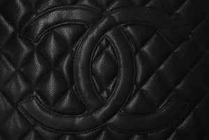 CHANEL シャネル 1804 復刻トートバッグ ハンドバッグ 7番台 グレインドカーフスキン ブラック シルバー金具 美品 中古 4c073642
