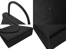 画像をギャラリービューアに読み込む, YVES SAINT LAURENT イブサンローラン ハンドバッグ トートバッグ ブランドロゴ レザー ブラック ゴールド金具 美品 中古 4c073644 