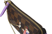 Load image into Gallery viewer, 新品同様 LOUISVUITTON ルイヴィトン イリュストレミニポシェット アクセソワールポーチ N63003 ブラウン パープル ゴールド 中古 4c073647