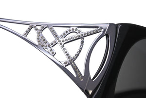 YVES SAINT LAURENT イヴサンローラン サングラス YSL6107/S サイズ125 ブラック プラスチック ラインストーン 美品 中古 4c073650 