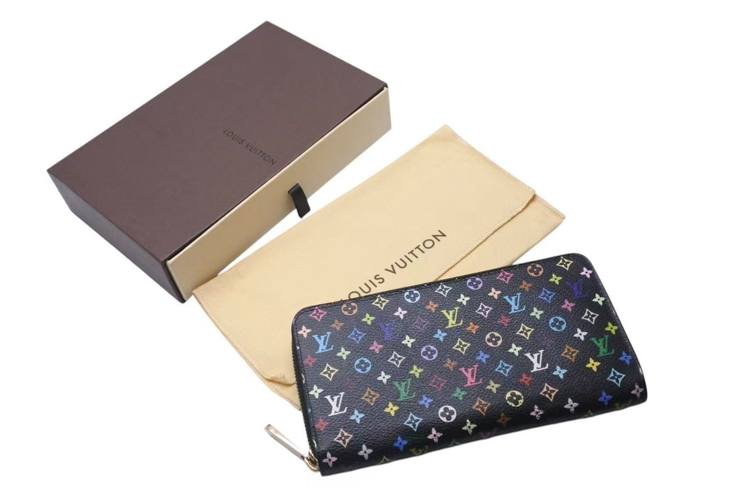 LOUIS VUITTON ルイヴィトン ジッピーウォレット 長財布 M60243 モノグラム マルチカラー ブラック 村上隆 美品 中古 4c073652