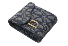 Load image into Gallery viewer, Christian Dior クリスチャンディオール シガレットケース TR1022 トロッター柄 ネイビー キャンバス レザー ゴールド金具 美品 中古 4c073654